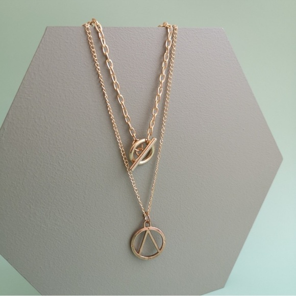 🔥 Clearance 🔥 Elegant Gold Color Geometric Double Layer Necklace - Picture 4 of 16